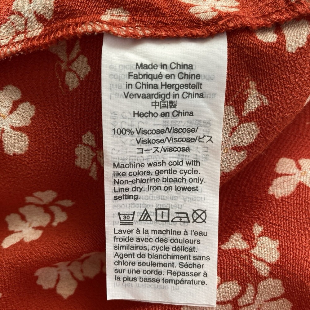 Madewell Womens Red Boho Floral Babydoll Dress Plus Size 22 Tie Sleeve Prairie - Picture 8 of 11
